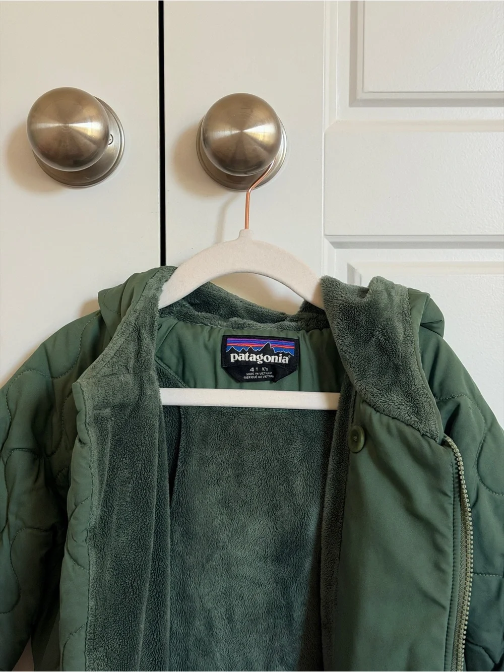 Patagonia Olive Green Quilted Kids Jacket and Snow Pants